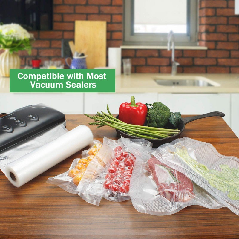 WishDirect Vacuum Sealer Bags Rolls Compatible with FoodSaver 4-Pack 11" x 25' Vacuum Seal Rolls Fit Inside Machine Double-Side Embossed BPA-Free Bags for Sous Vide or Food Storage (Total 100 Feet) - Image 2